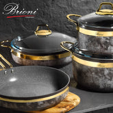 Brioni Royal Stone 7 Parça Kum Taşı&Altın Taş Granit Tencere Seti