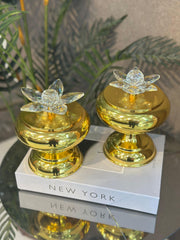 Kristal Çiçek Kapaklı İkili Altın şekerlik-1