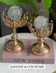 İkili Dekoratif Cam Küre-Altın
