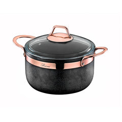 Brioni Royal Stone 7 Parça Antrasit&Bakır Taş Granit Tencere Seti